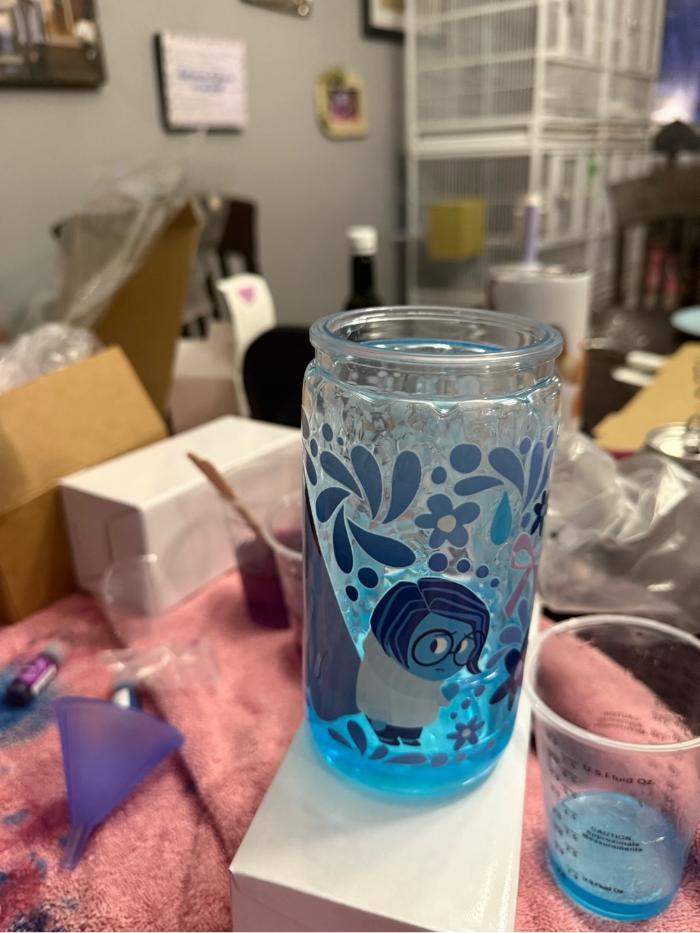 Blue Floral  Jar cup